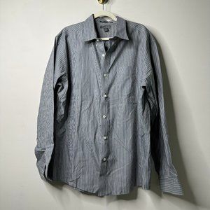 Eddie Bauer Classic Fit Grey Striped Button Down Men's XL